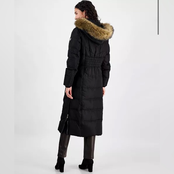 Michael Kors Faux-Fur Trim Hooded Maxi Puffer Coat - Picture 2 of 5